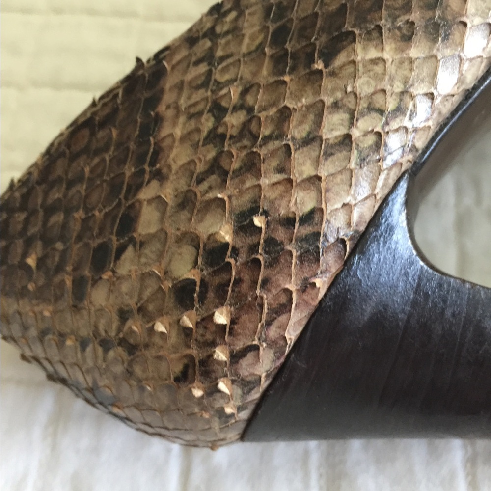 Euc Stuart Weitzman Python Peep Toe High Heels - image 6